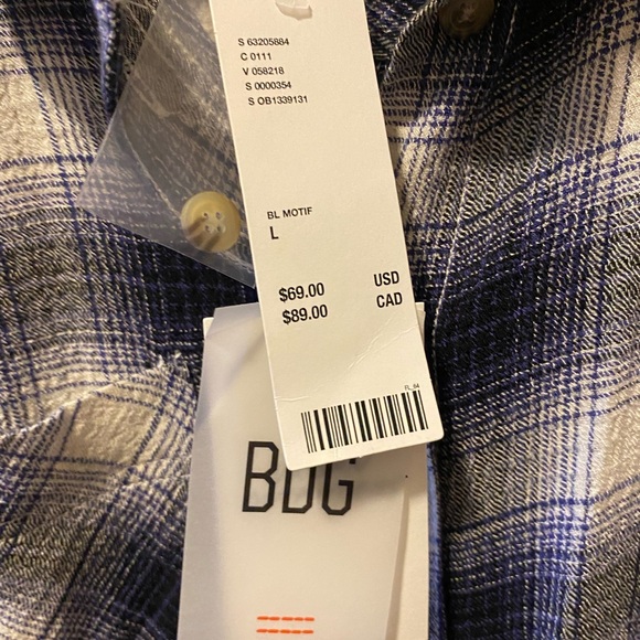 URBAN OUTFITTERS ladies PLAID SHIRT size L, blue and white NEW WITH TAGS. - Picture 5 of 7